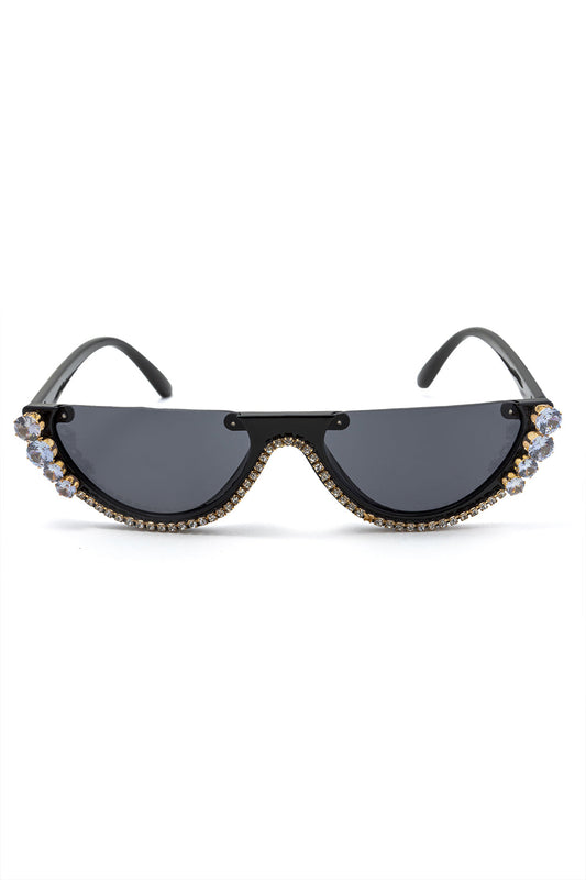 CRYSTAL | WAVE SHIELD SUNGLASSES BLACK ONE SIZE