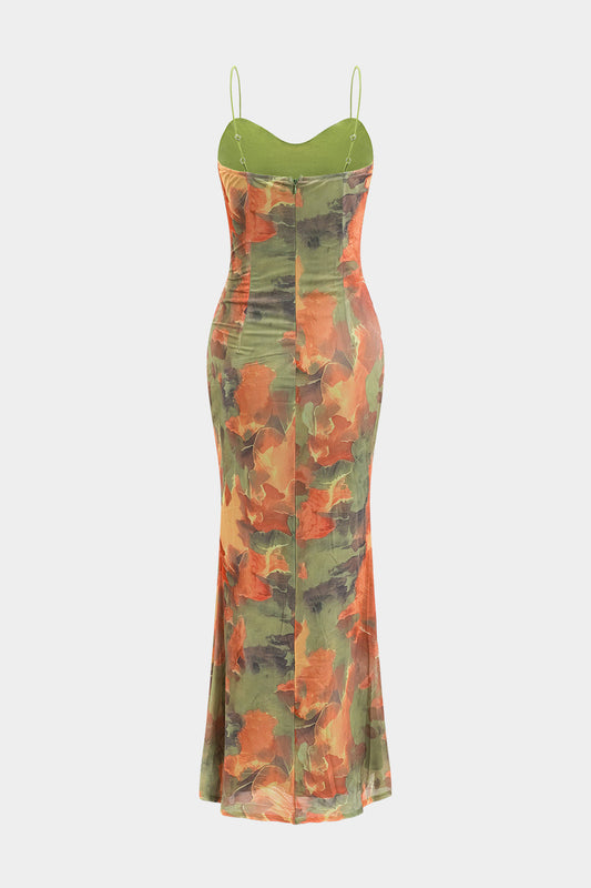 LUNARIA | LACE UP SLIP DRESS ORANGE