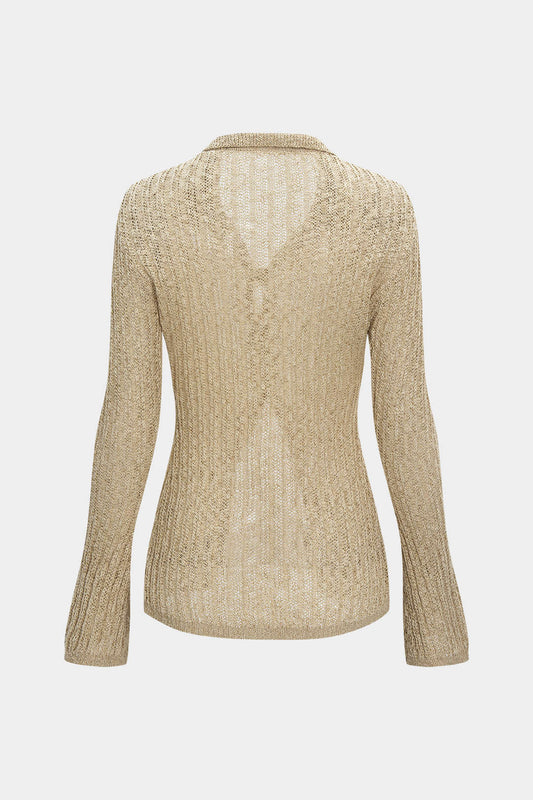 SORAYA | METALLIC KNIT CARDIGAN BEIGE
