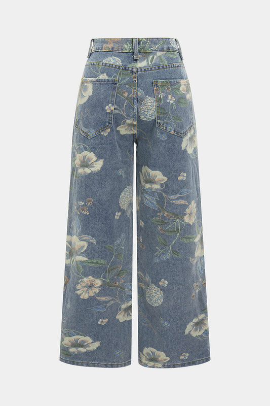 ÉLIORA | FLORAL DENIM TROUSERS