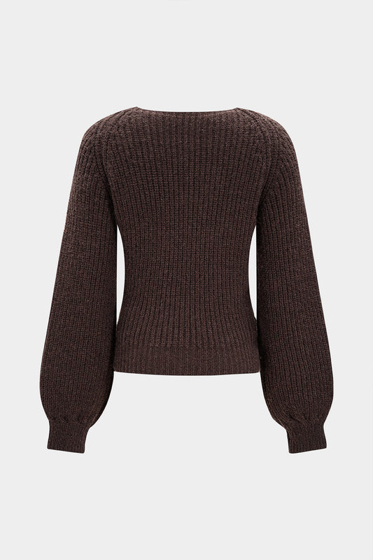 MIREIA | KNIT WRAP CARDIGAN BROWN
