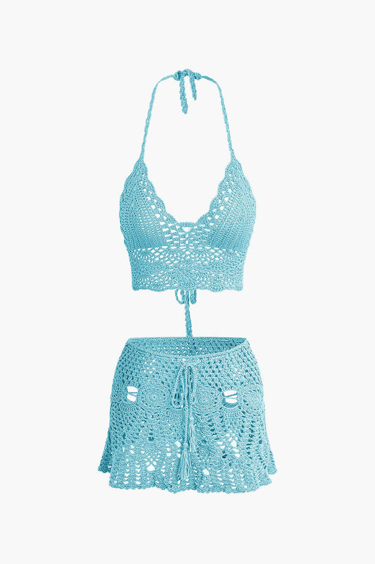 ISLA | CROCHET TWO PIECE SET LIGHT BLUE