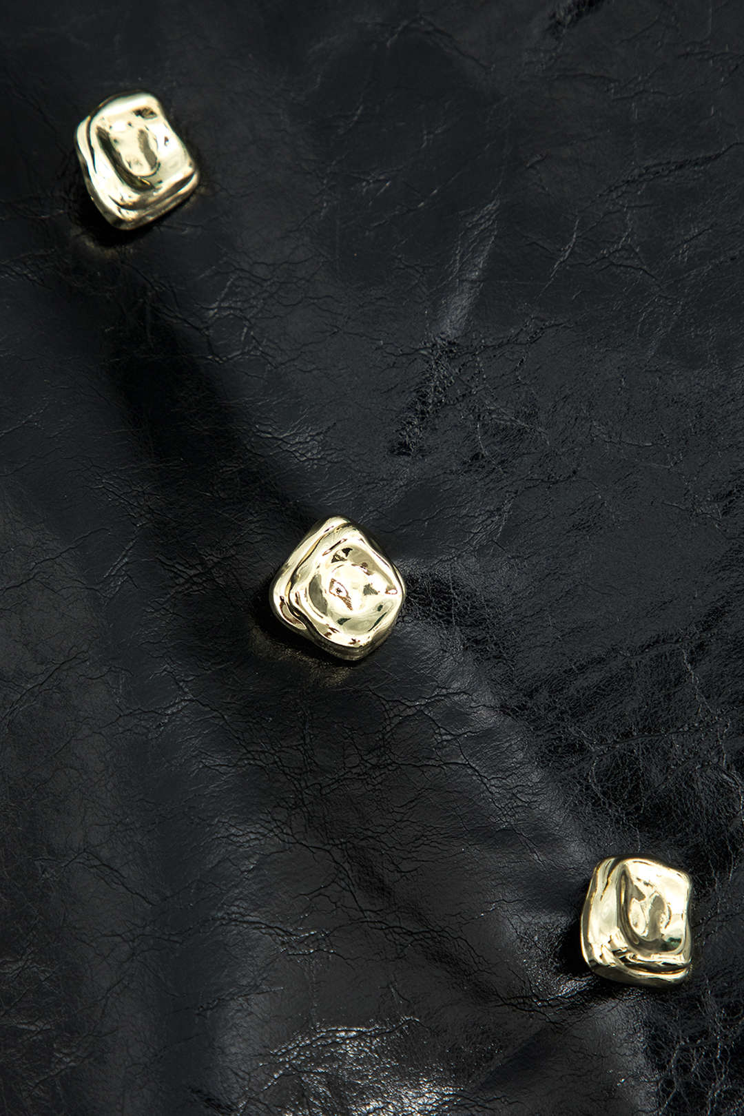 Faux Leather Button Mini Skirt BLACK