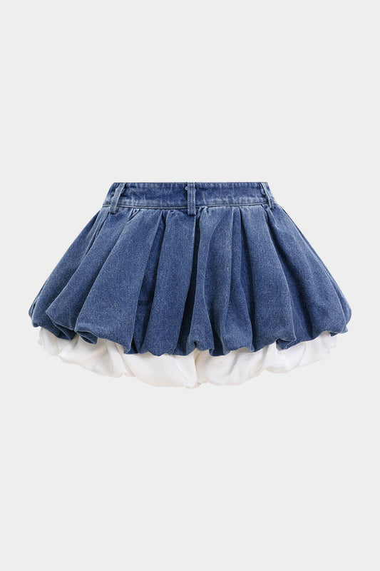 DALIA | LAYERED DENIM BUBBLE SKIRT