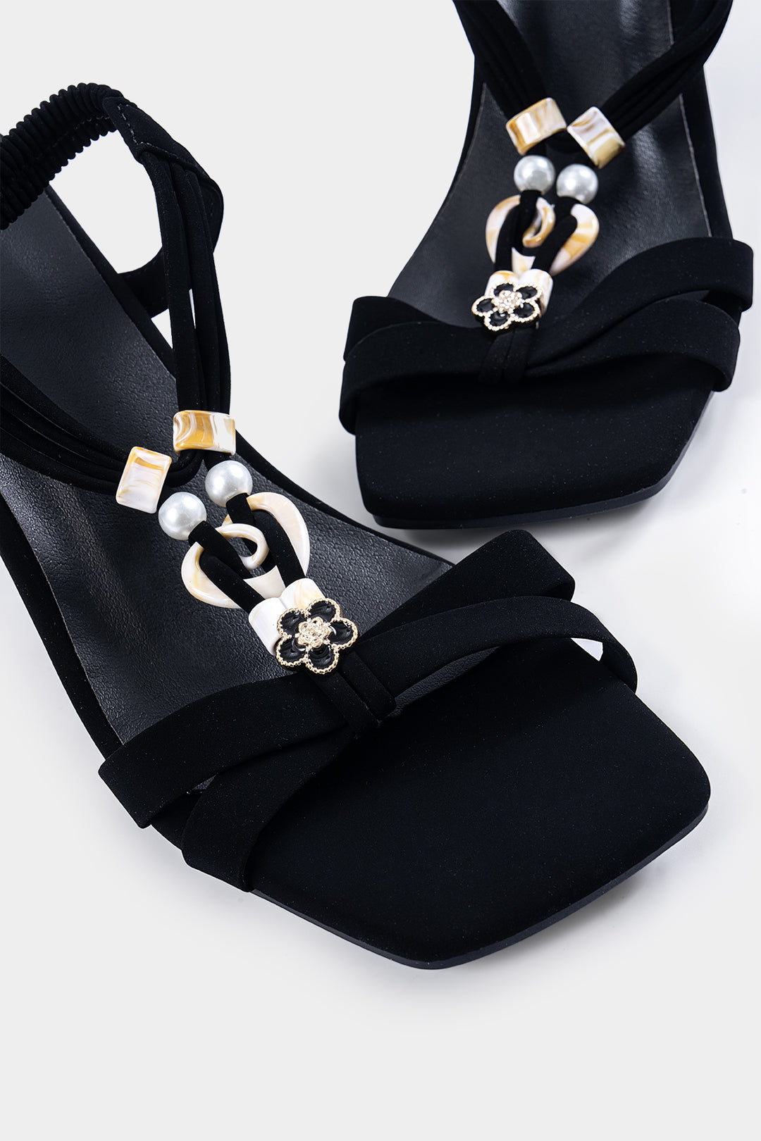 LIVIA EMBELLISHED SANDALS BLACK