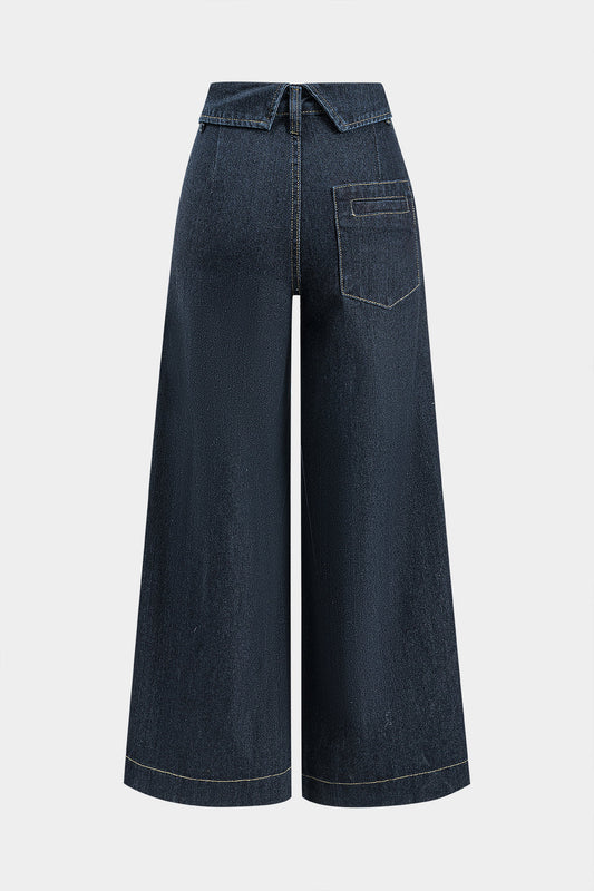 Denim Wide Leg Low Waist Jeans BLACK