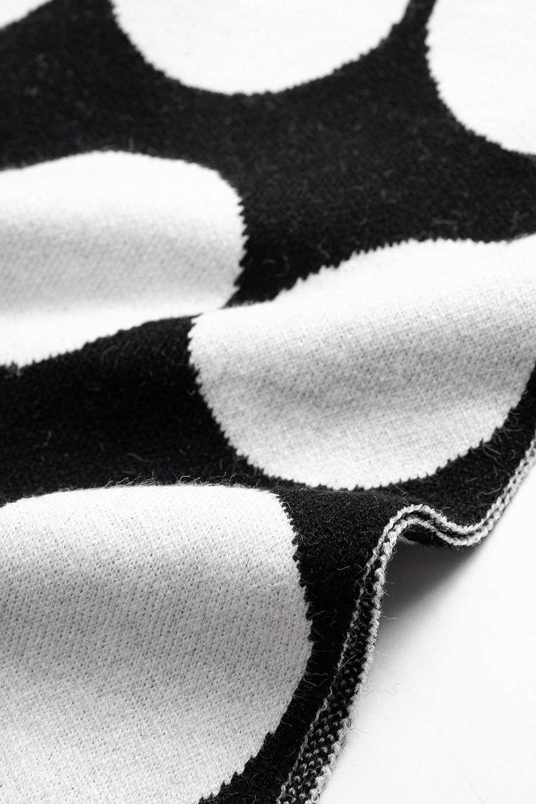 Knit Contrast A-Line Skirt BLACK