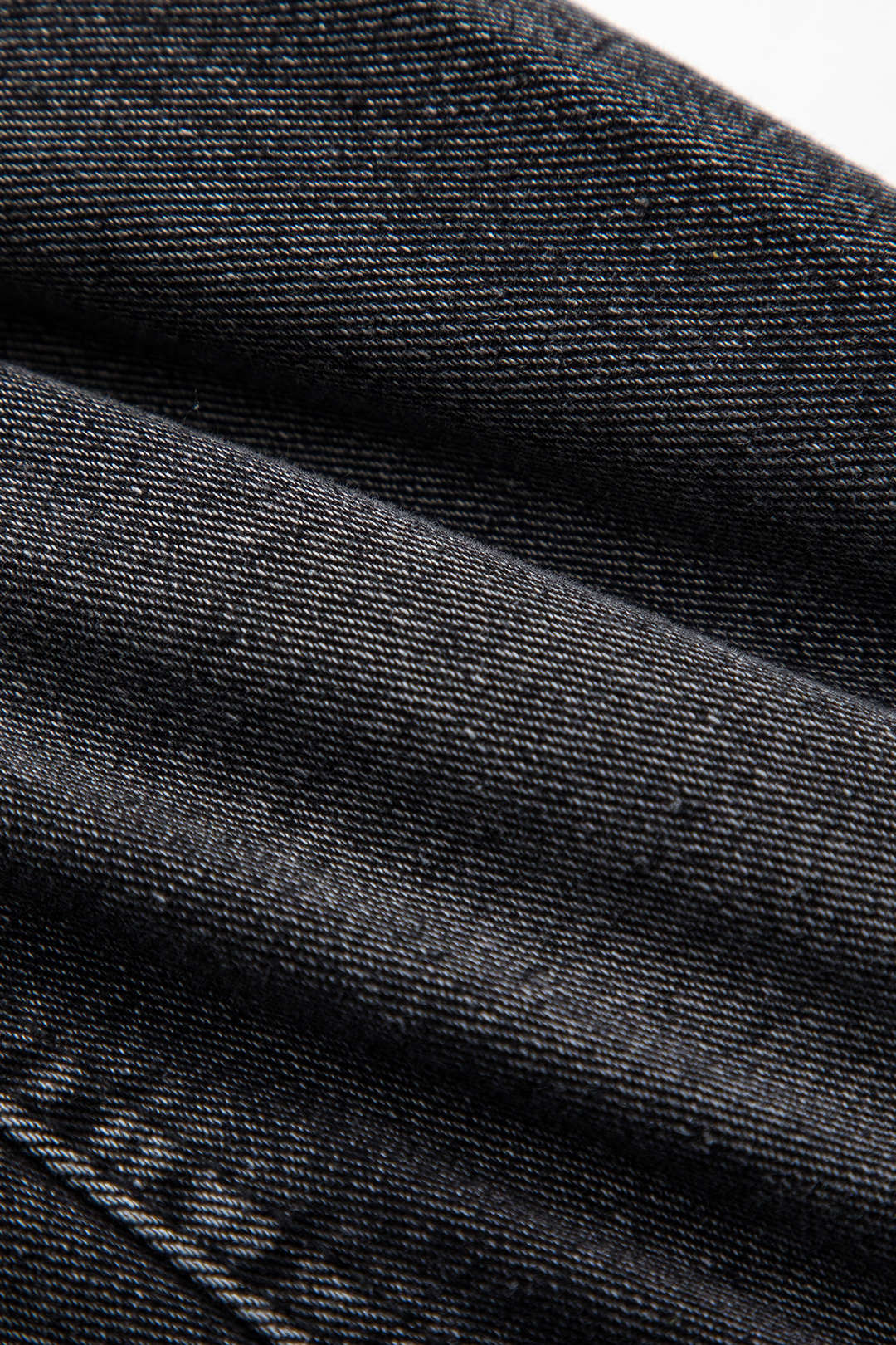 Denim Button Pocket Zipper Wide Leg Jeans BLACK