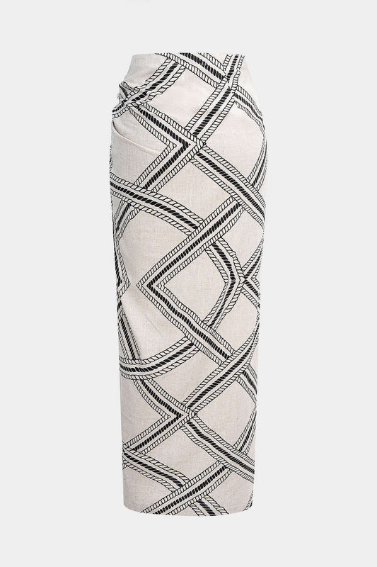 SELENA | PRINT KNOT MIDI SKIRT