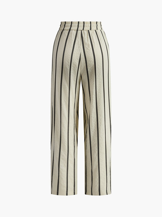 CAPRI | STRIPED DRAWSTRING PANTS BEIGE