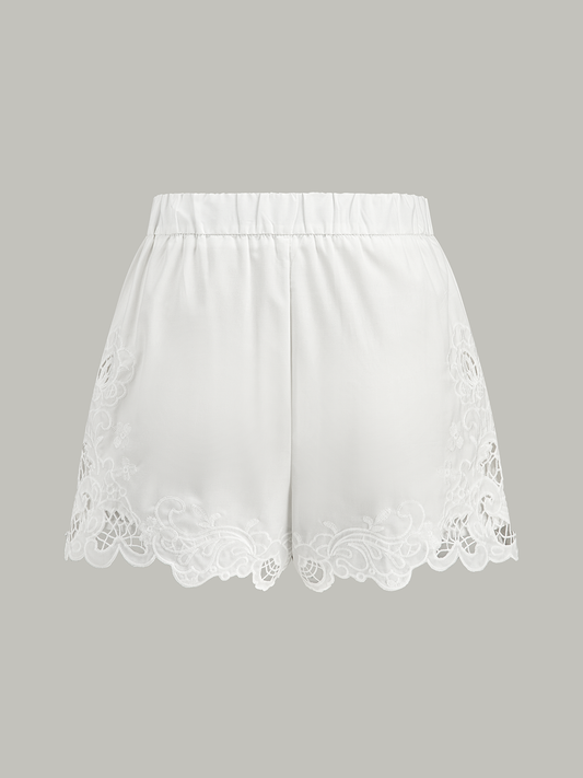 ELARA LACE HEM SHORTS WHITE