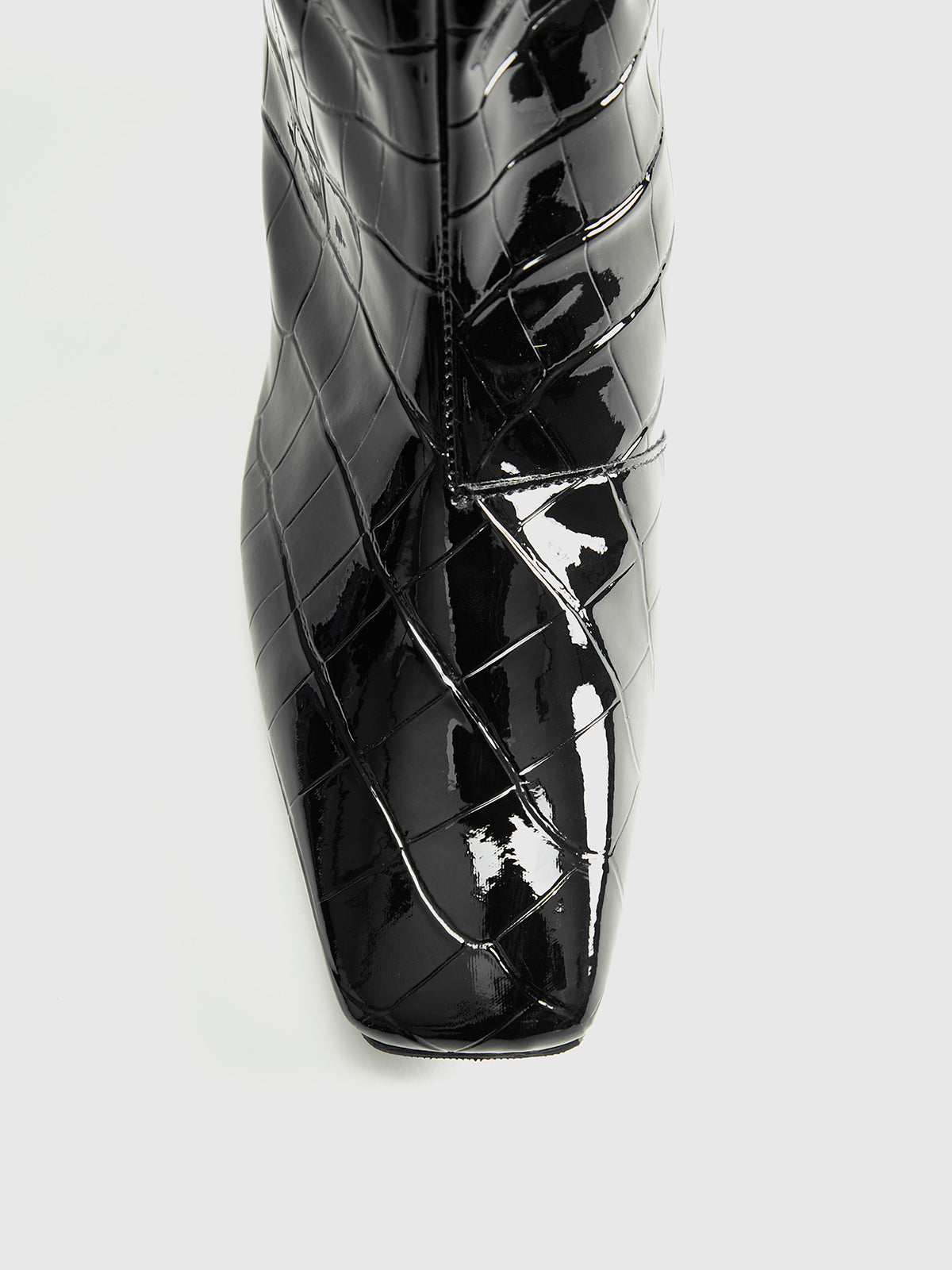 ECLISSE | CROC PATENT KNEE BOOTS BLACK