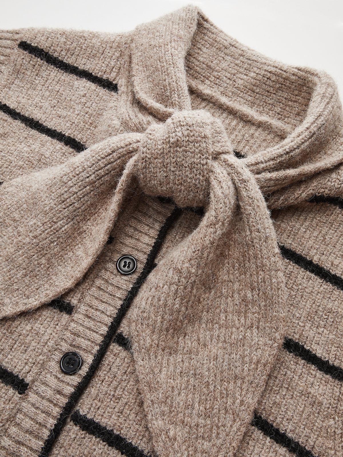 Striped Knit Vest with Tie Neck Detail