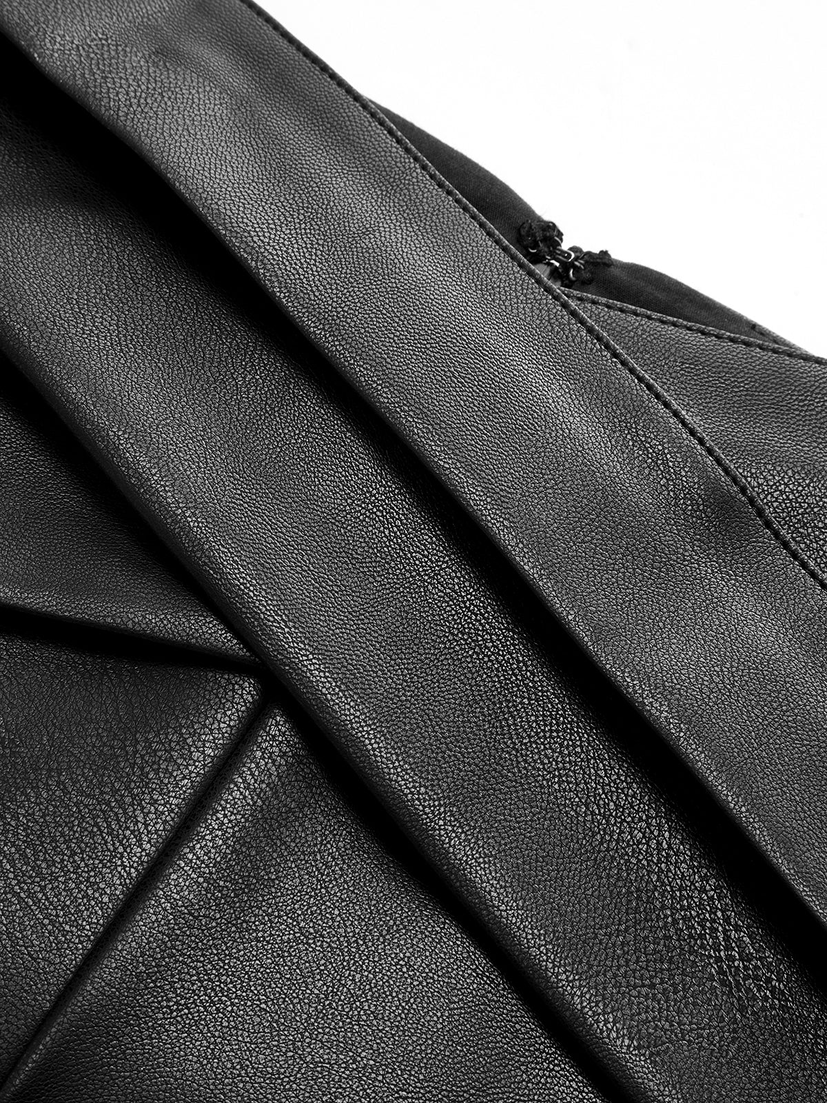 Cross Waistband PU Leather Wide-Leg Pants Black