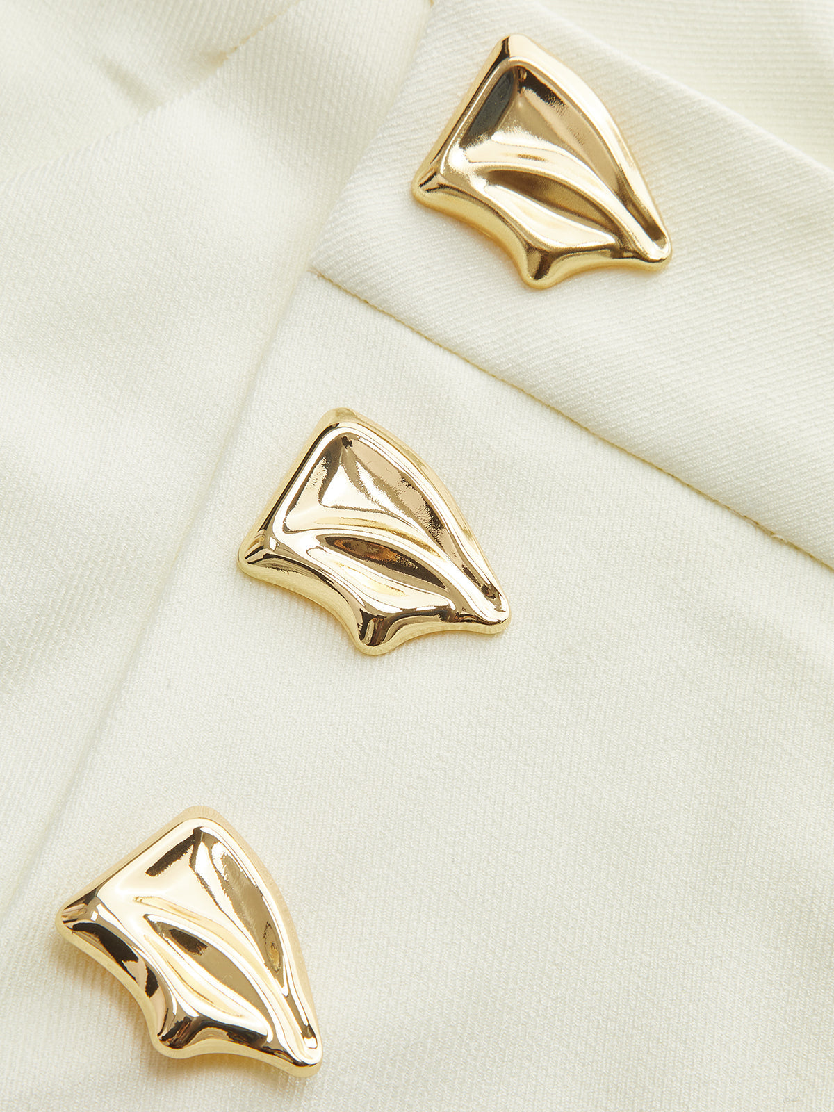 Mid-Waist Asymmetric Metal Detail Wide-Leg Pants Off-White