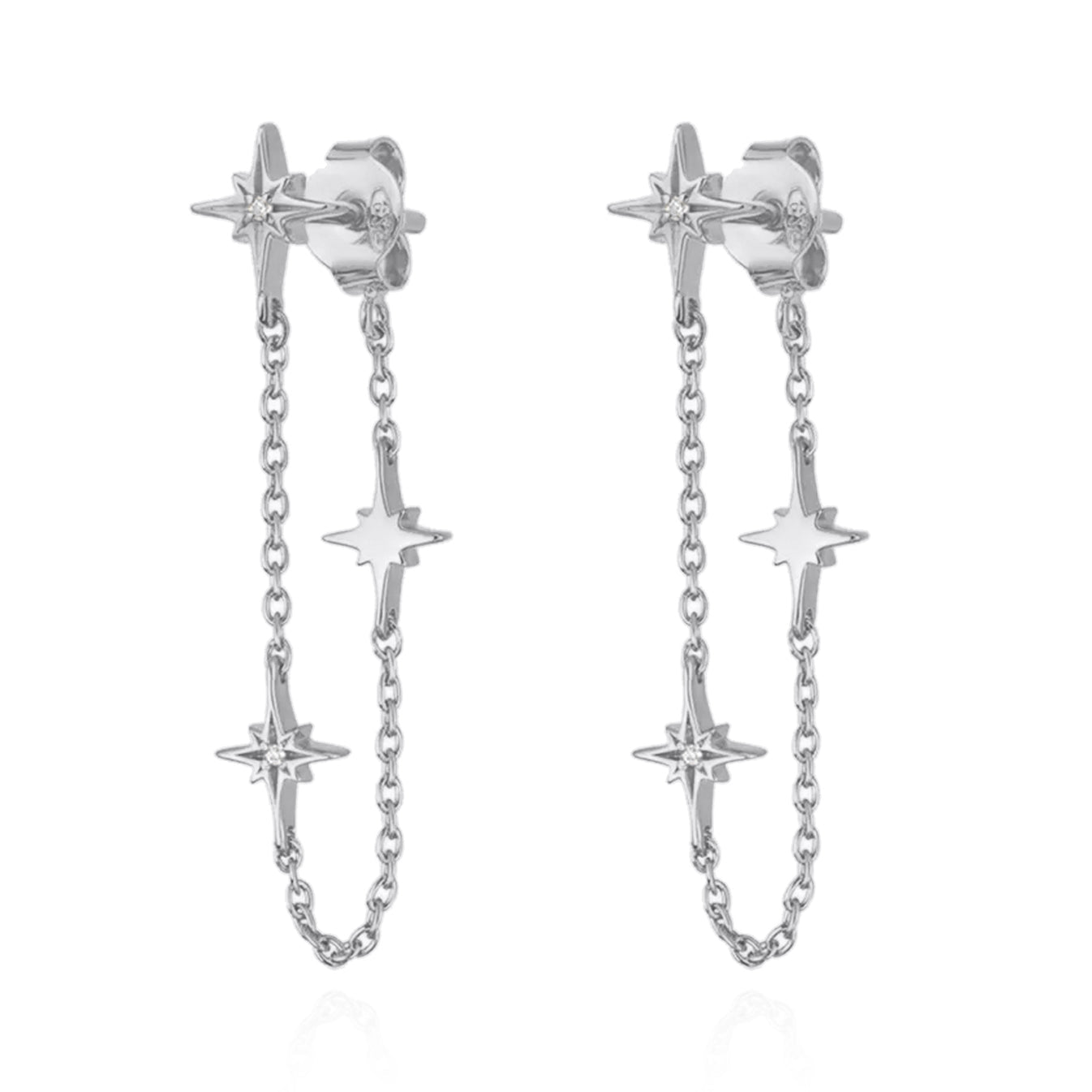 AURELIA | STAR CHAIN DROP EARRINGS SILVER