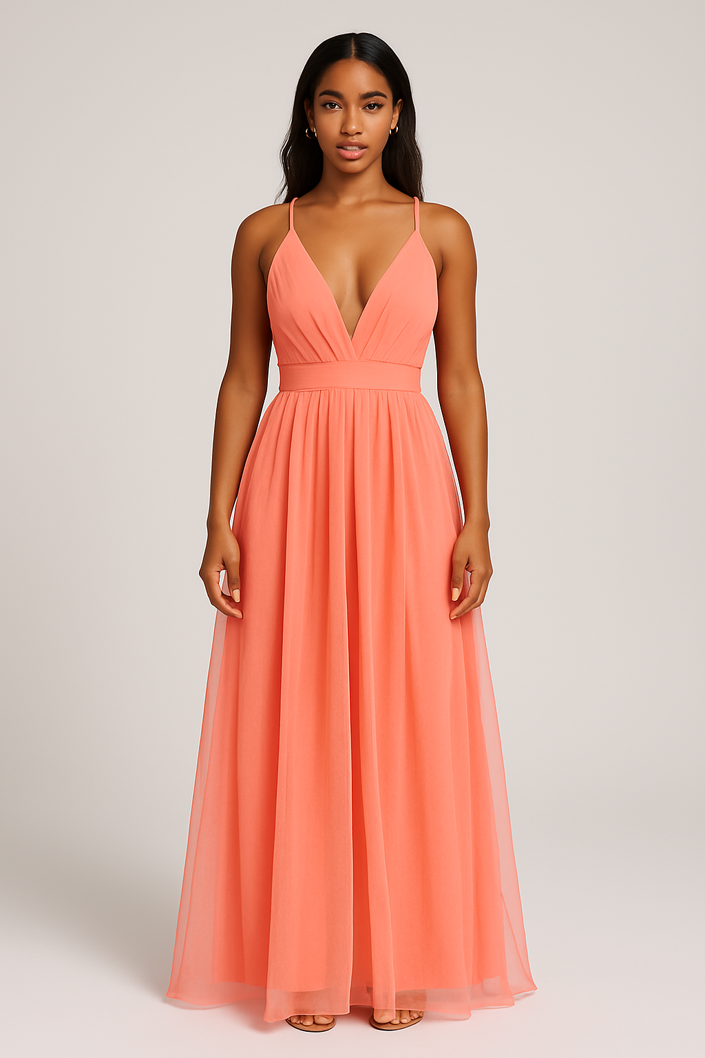 SELENE | ELEGANT SCULPTED FIT DRESS CORAL