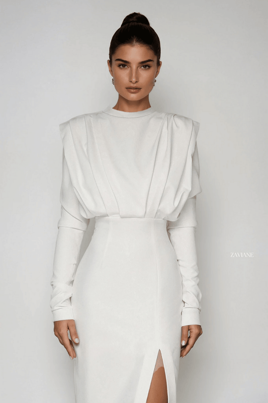 SIENNA | IVORY CREPE MIDI DRESS