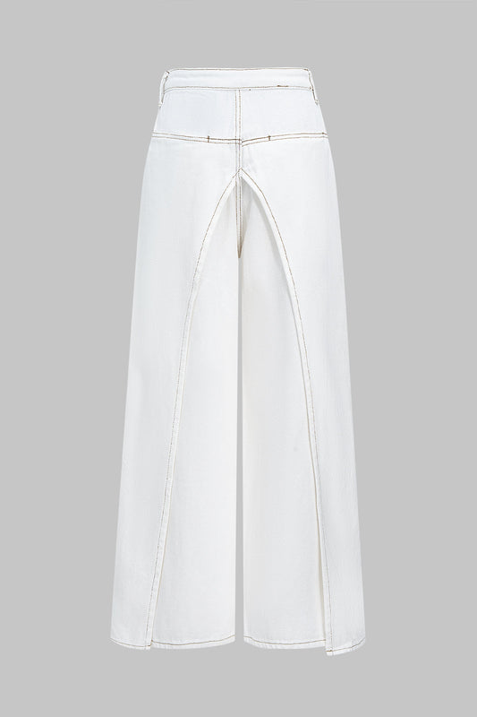 Denim Wide Leg Jeans WHITE