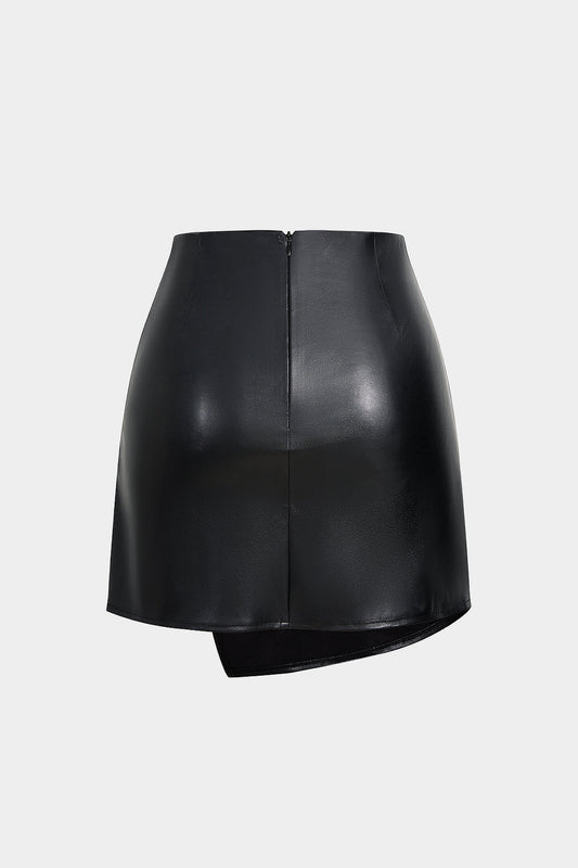 NOIRÉ | DRAPED LEATHER MINI SKIRT