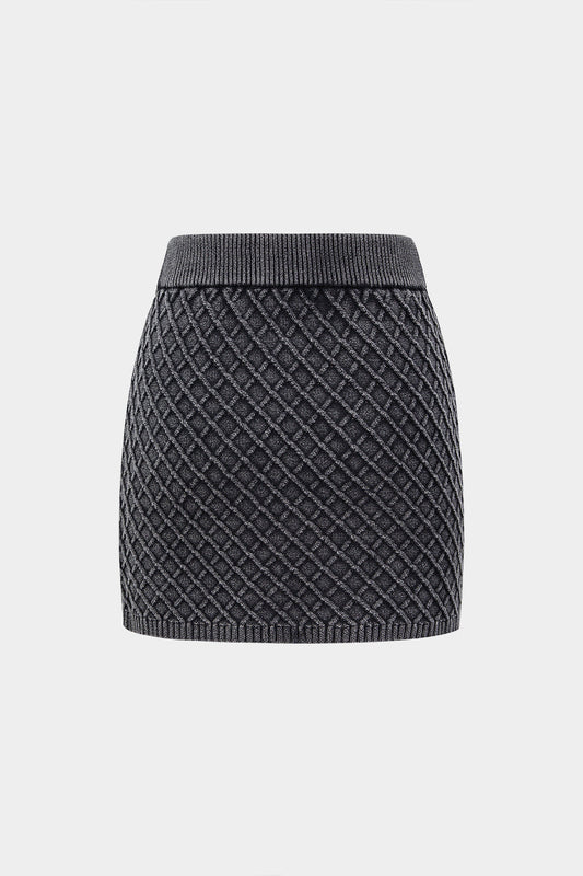 Knit High Waist Skirt GRAY