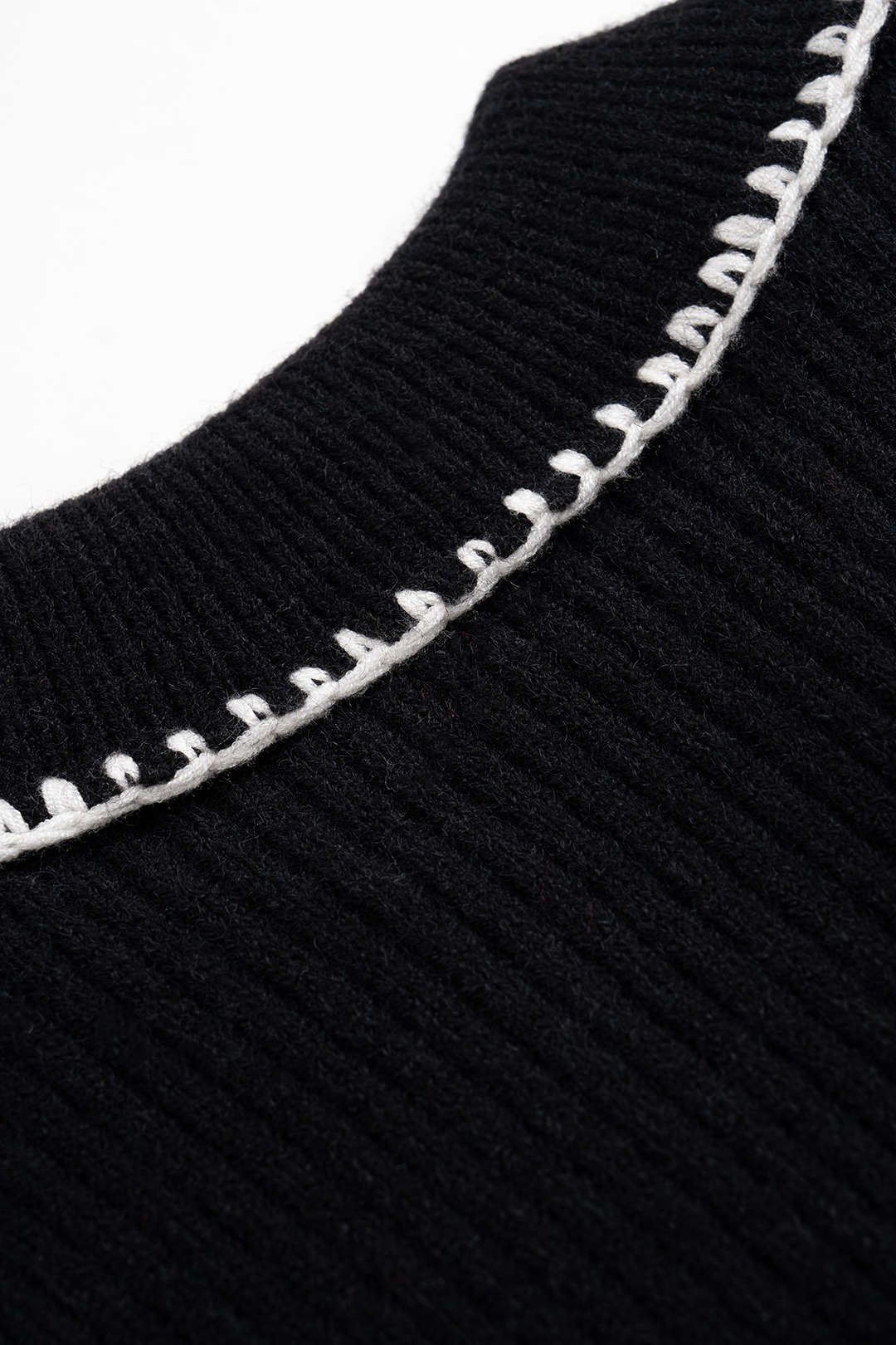 SELENE | CONTRAST TRIM KNIT MINI DRESS BLACK