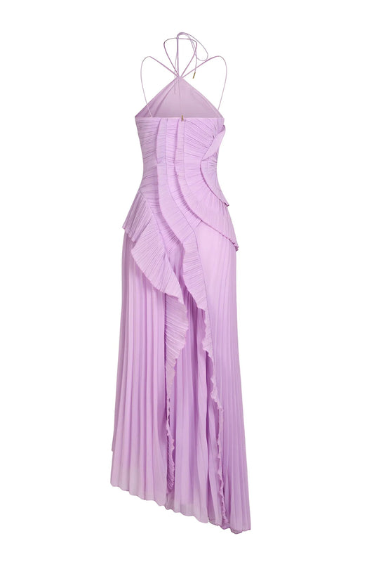 ELARA DRESS | SCULPTURAL PLEATED DESIGN LILAC
