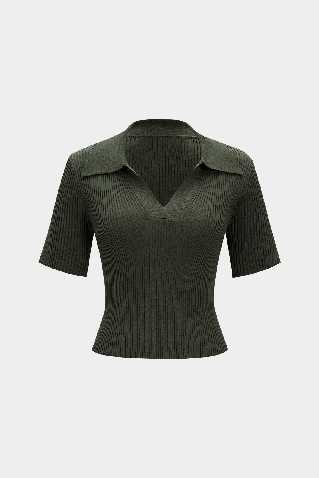 ELARA | KNIT POLO TOP GREEN
