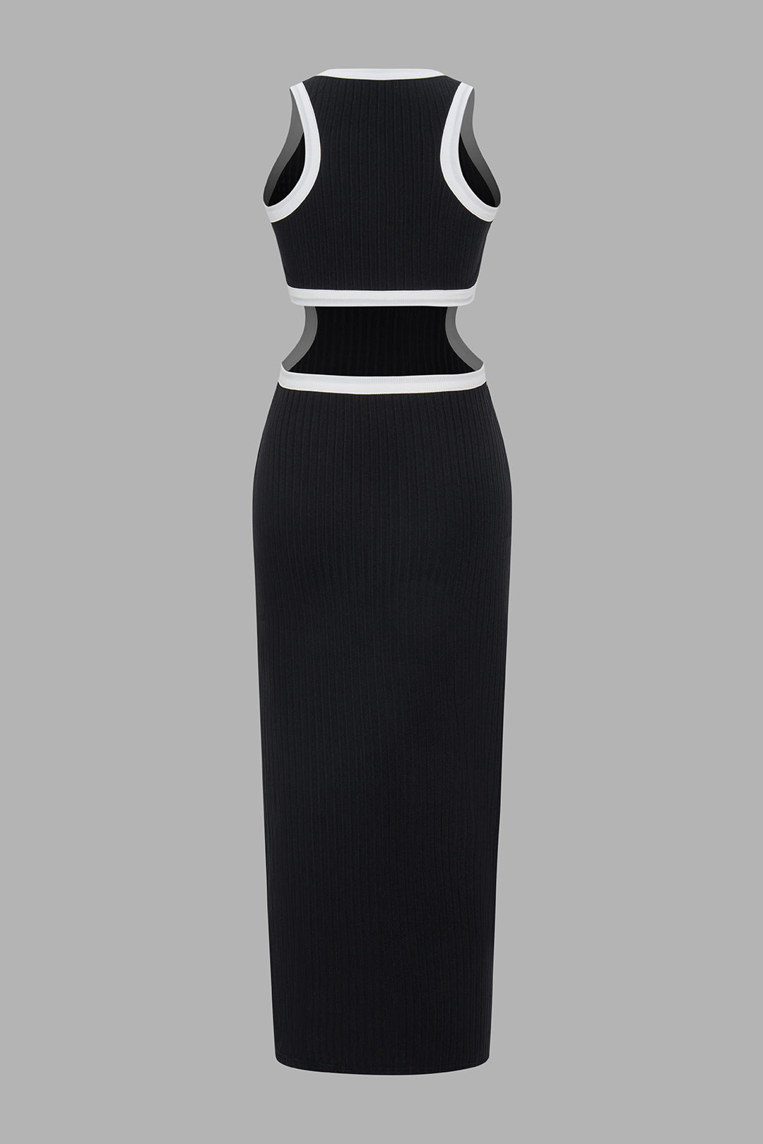 NOIR EDGE | CUTOUT KNIT MIDI DRESS BLACK