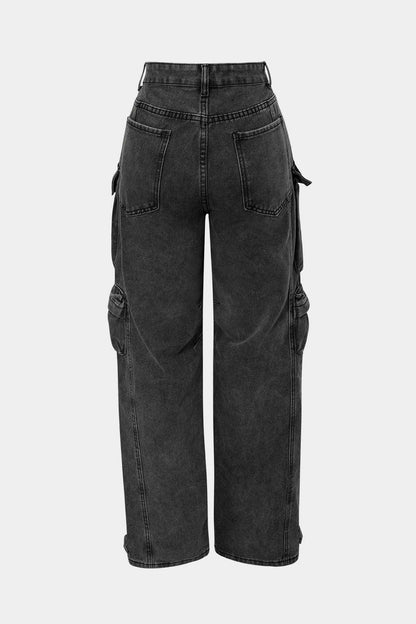 NOÉMI | BLACK CARGO JEANS WASH BLUE