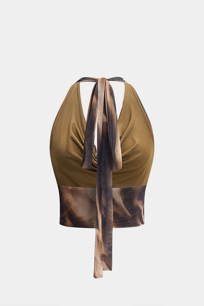 LYRA | HALTER DRAPE TOP SMOKY BROWN