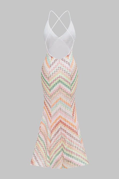 LUVYA | CHEVRON MAXI SLIP DRESS MULTICOLOR