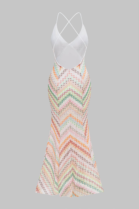 LUVYA | CHEVRON MAXI SLIP DRESS MULTICOLOR