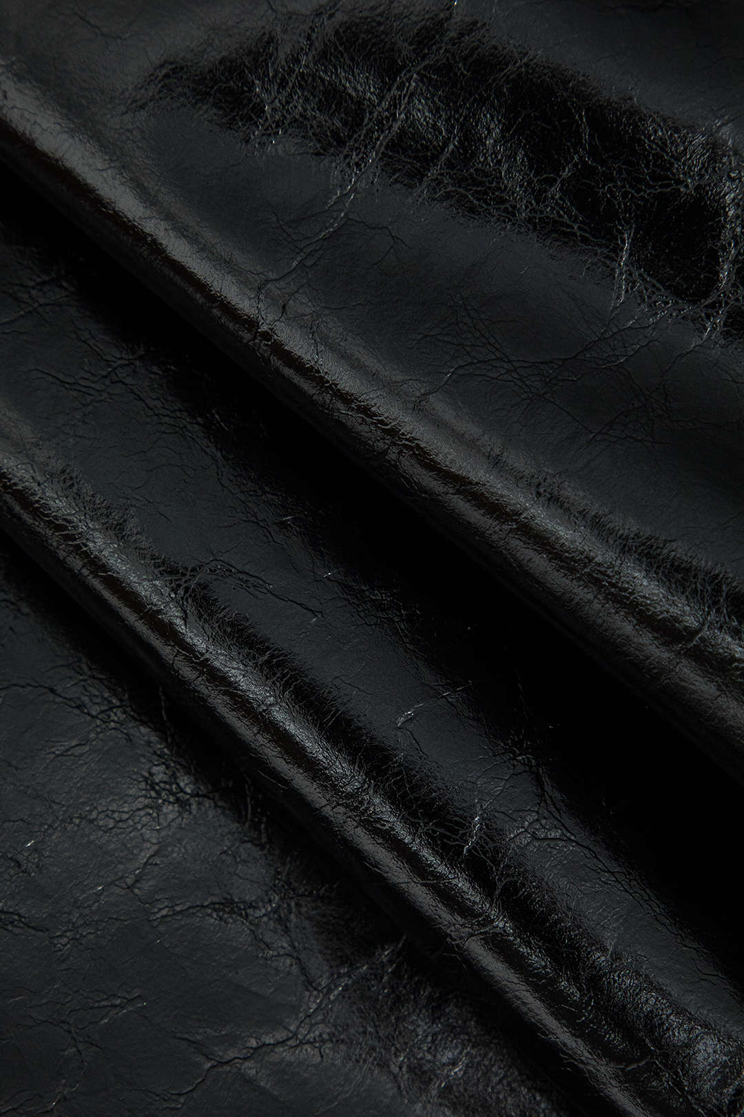 Faux Leather Button Mini Skirt BLACK