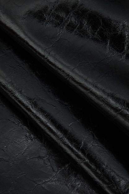 Faux Leather Button Mini Skirt BLACK