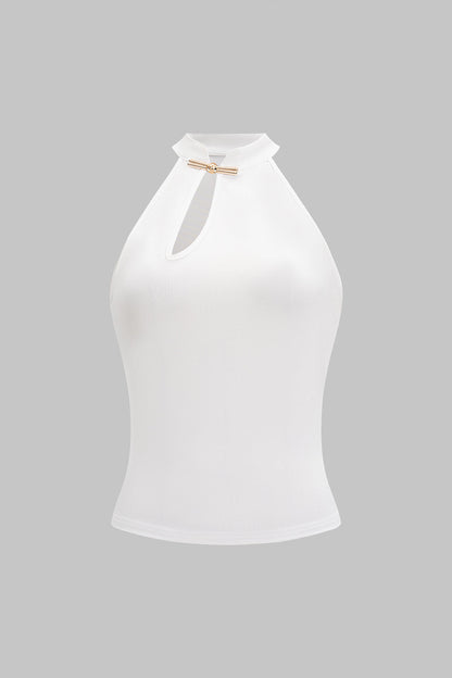 LYRA | HALTER NECK KEYHOLE TOP WHITE