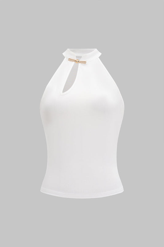 LYRA | HALTER NECK KEYHOLE TOP WHITE