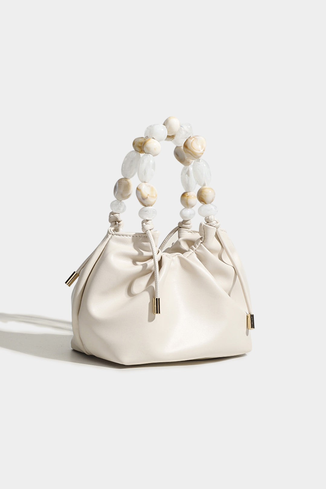 Chain Faux Leather Beaded Crossbody Shoulder Bag WHITE ONE SIZE