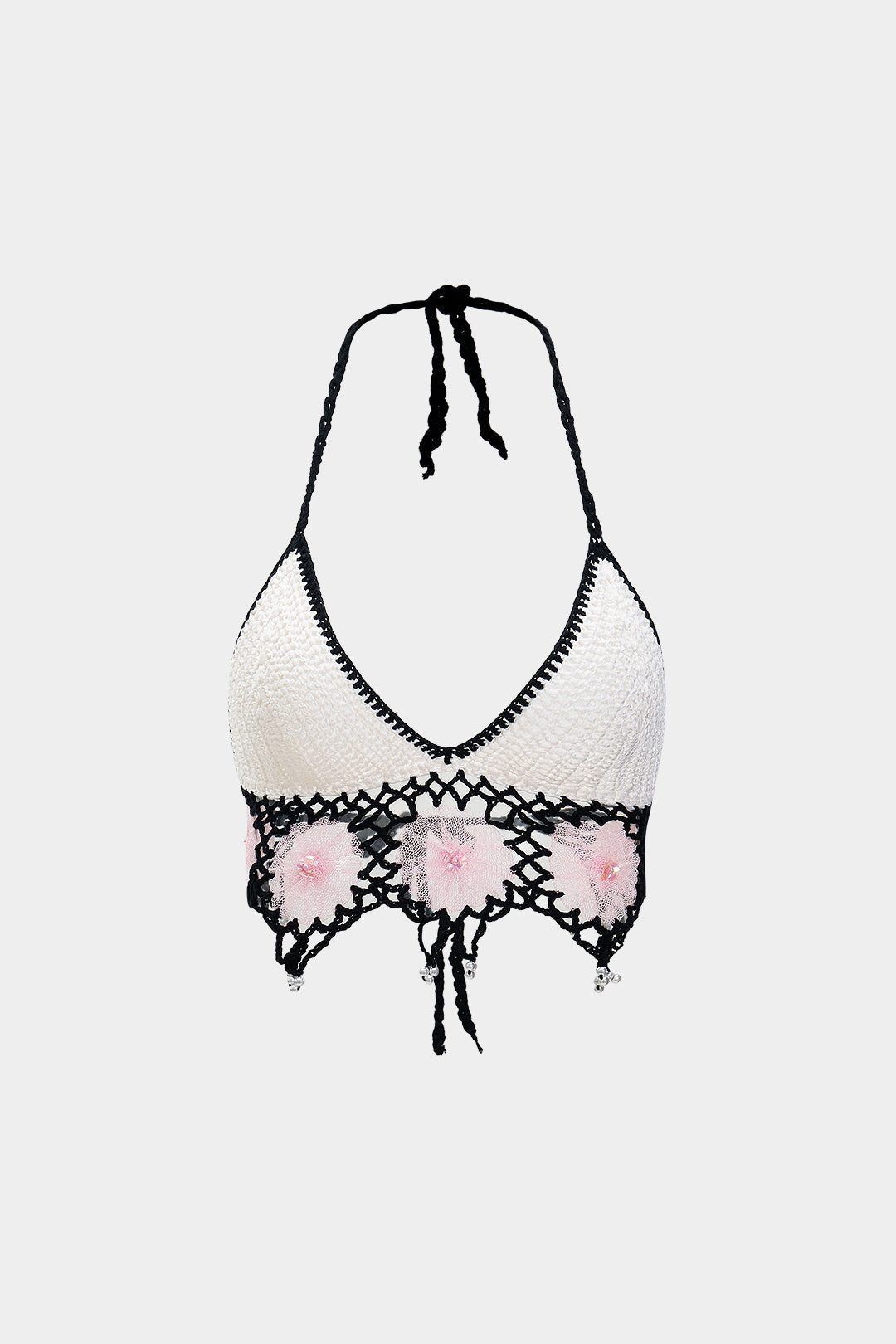 LIA | FLORAL CROCHET HALTER TOP