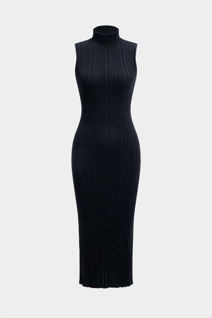 NOCTIS | RIBBED TURTLENECK MIDI DRESS