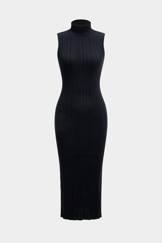 NOCTIS | RIBBED TURTLENECK MIDI DRESS
