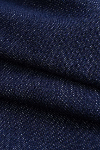 Denim Pocket Zipper Tie-Up Jeans NAVY