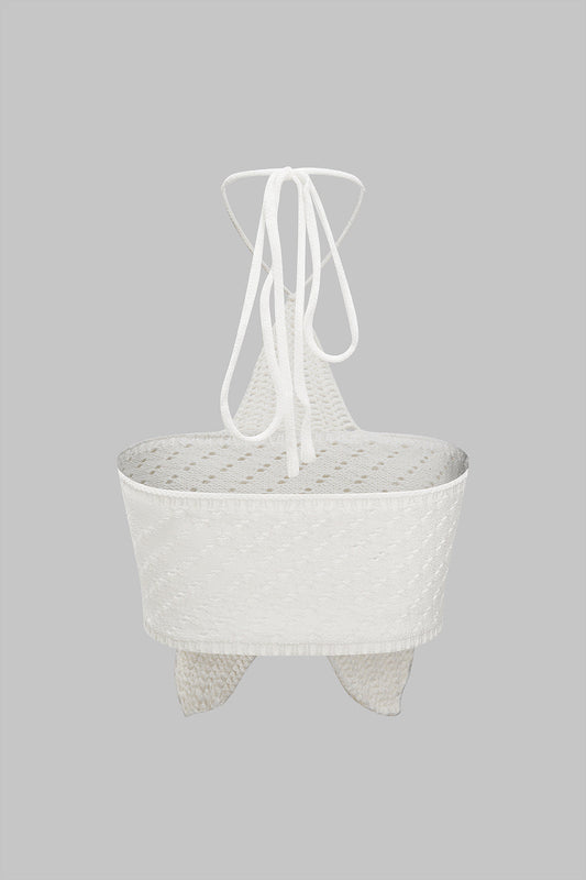 ESTRELLA | CROCHET HALTER TOP IVORY