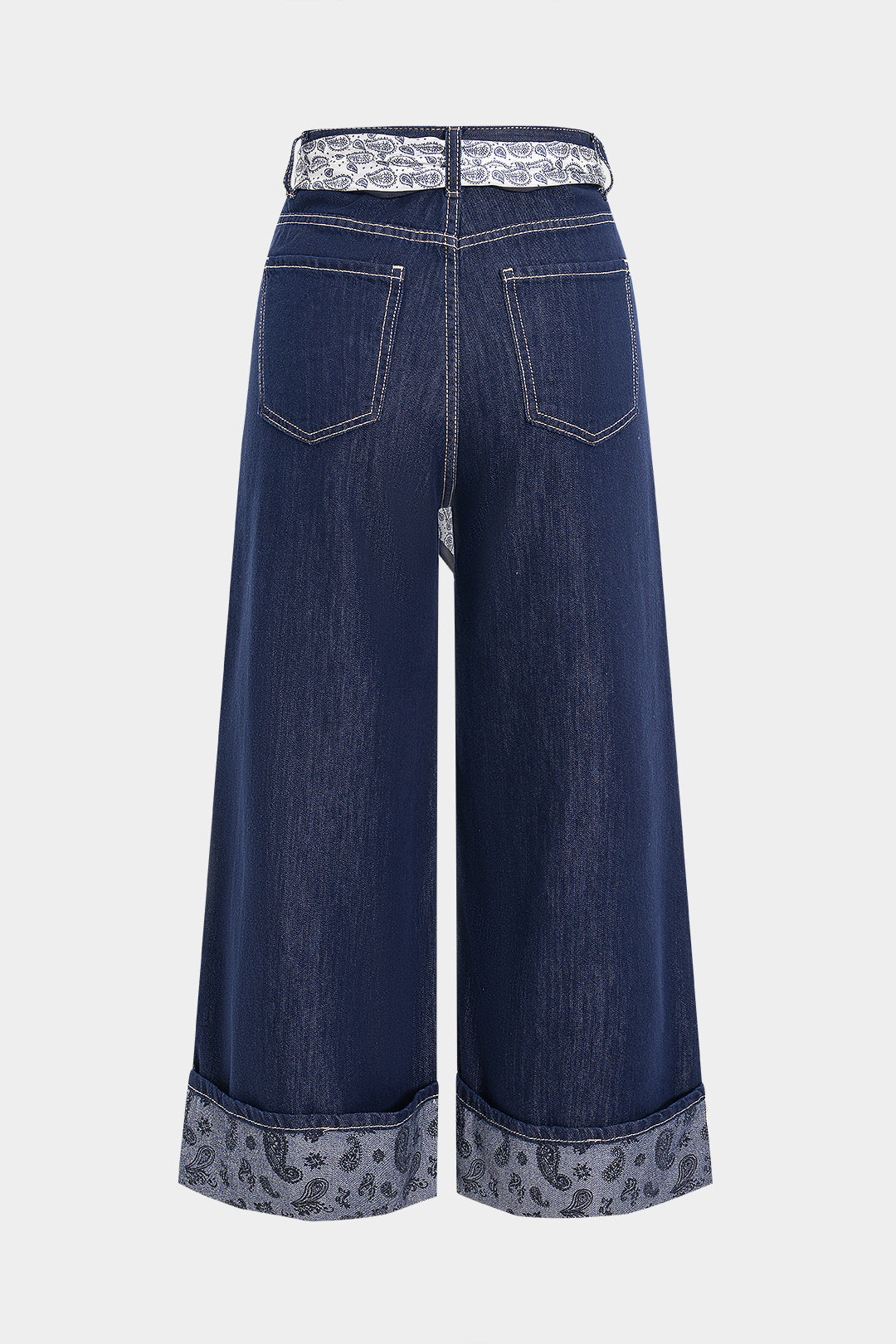 Denim Pocket Zipper Tie-Up Jeans NAVY