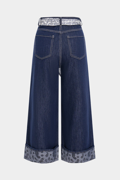 Denim Pocket Zipper Tie-Up Jeans NAVY