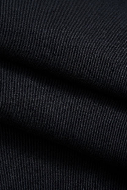 Denim Patchwork Ring Pocket Asymmetrical Washed Jeans BLACK