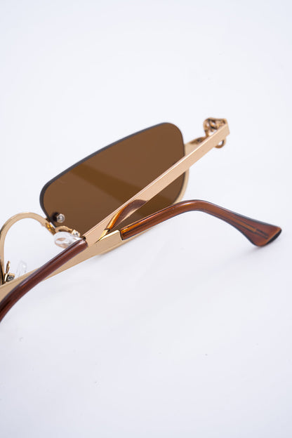 MARLOWE | RECTANGULAR SUNGLASSES LIGHT BROWN ONE SIZE