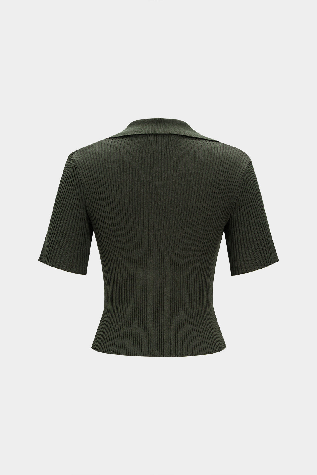ELARA | KNIT POLO TOP GREEN