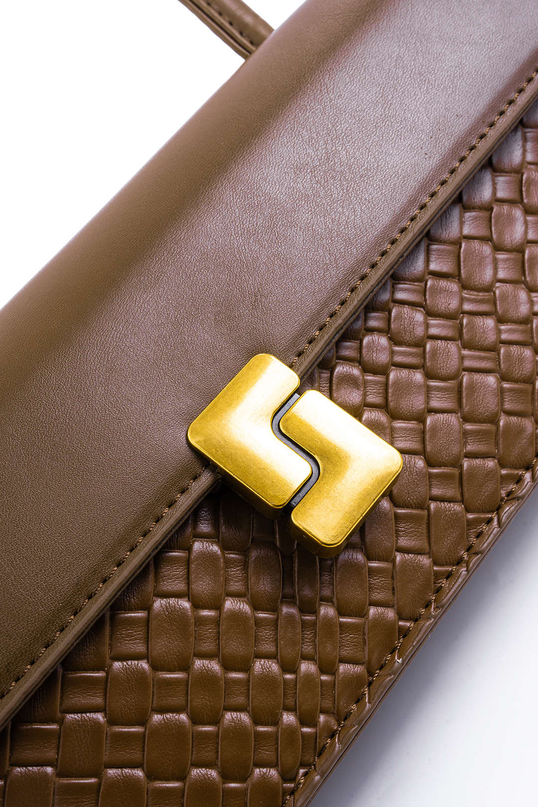 Metallic Decor Square Shoulder Bag BROWN ONE SIZE