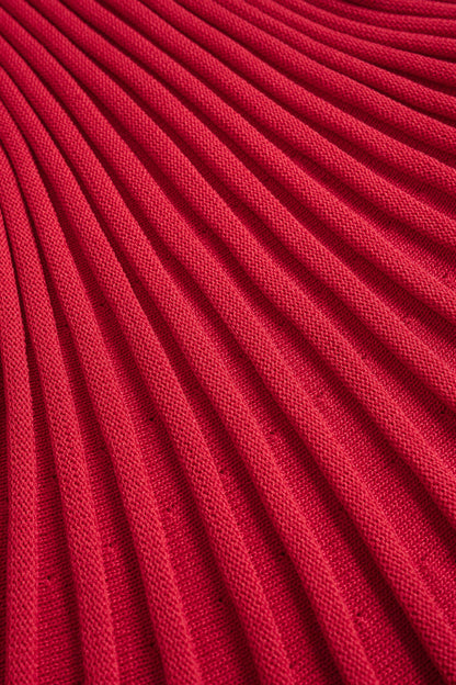 SOFIA | RED RIBBED SKATER DRESS RED